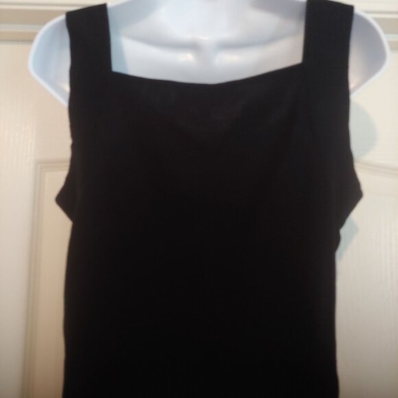 Exclusively Misook Womens Med Black Blue Tone Stripes Stretch Acrylic Shell Tank - Picture 7 of 9